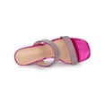 thumbnail image 4 of BLISSFUL STEP Women's Shoes Rhinestone Chunky Heel Square Toe Slide Sandals Hot Pink 7.5, 4 of 8