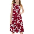 thumbnail image 6 of Spazoro Little & Big Girls A-Line Dress, Crew Neck 2025 New Style Floral Print Sleeveless Summer Dresses for Child Girls Red Size 5 T, 6 of 7