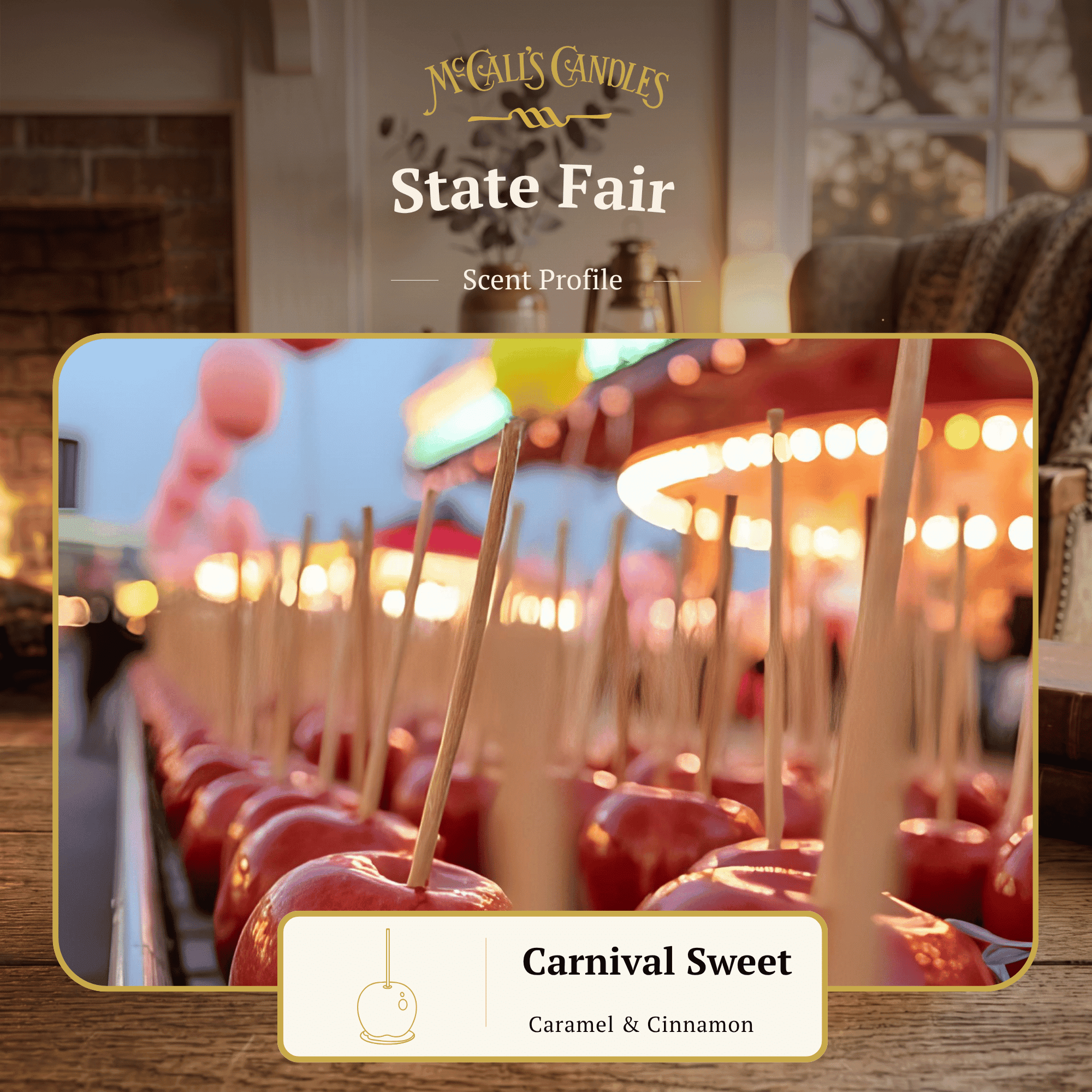 McCall’s Candles | State Fair | 18 oz Scented Candle | Indulgence Collection | USA-Poured | Double Wick | Caramel Apple Fragrance