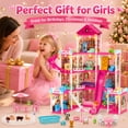 thumbnail image 3 of JoyStone 12 Rooms Light-Up Doll House for Girls, 31.1 in Large Dollhouse Playset with Warm LED Lights, 2 Dolls, Slide, Furniture Accessories, Pretend Play Toy Gift for Kids Ages 3+, 3 of 10