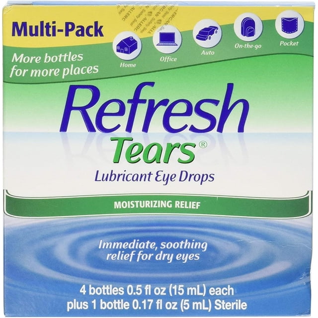 Eye Drop Lubricante Refresh Tears, 4 botellas de 15 ml y 1 botella extra de 5 ml