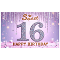 thumbnail image 6 of Glitter Theme Sweet 16 Birthday Banner Decorative Design Gemstone Accents Party Decoration for Birthday Party Celebration Photo Shoot, 6 of 7