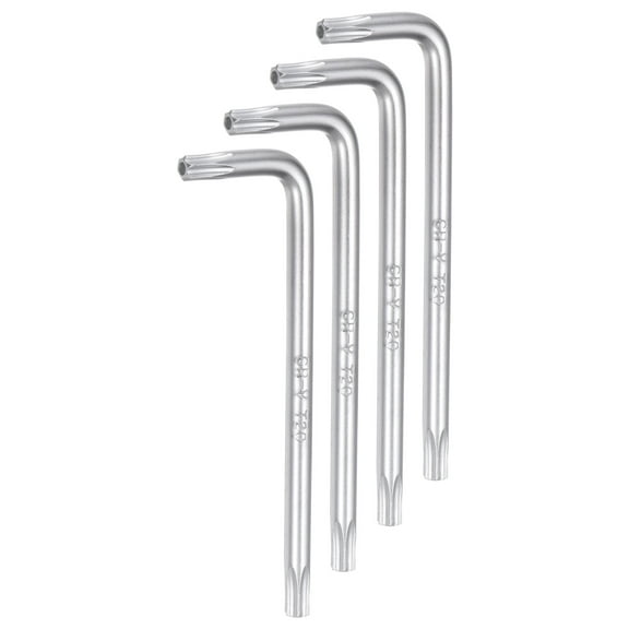 Uxcell 4pcs T20 Tamper Proof Torx Star Key Bit Wrench 2.64" L-Shaped 6 Points Wrenches CR-V Hand Tool
