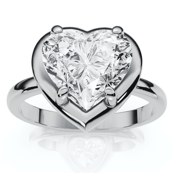 Pompeii Certified 2 1/2Ct Heart Diamond Button Engagement Ring 14k Gold or Pt Lab Grown