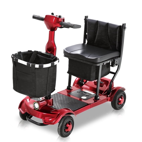 15-45 Miles 4 Wheels Mobility Scooter for Adults&Seniors, 350W Electric Powered Wheelchair Device with Extended Battery, Dual Baskets, Rotating Seat, Compact Duty Mobile for Elderly