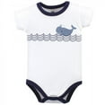 thumbnail image 3 of Hudson Baby Infant Boy Cotton Bodysuit, Shorts and Shoe 3pc Set, Blue Sailor Whale, 12-18 Months, 3 of 4