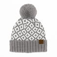 thumbnail image 5 of CC Diamond Pattern Faux Fur Pom Beanie, 5 of 5