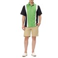 thumbnail image 2 of Lars Amadeus Men's Shirts Short Sleeve Summer Cotton Patchwork Button Down Shirts S Black Green, 2 of 5