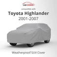 thumbnail image 2 of Weatherproof SUV Car Cover Compatible with Toyota Highlander 2001-2007 - 5L Outdoor & Indoor - Protect from Rain, Snow, Hail, UV Rays, Sun - Fleece Lining - Anti-Theft Cable Lock, Bag & Wind Straps, 2 of 8