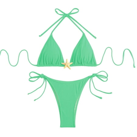 Divhosrg High Waisted Bikini Sets for Women  Bikini Sets for Women Cheeky Bottoms  Womens Bathing Suit  Women s Swimwear In Clearance  Green Swimsuits for Women Tummy Control M