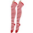 thumbnail image 4 of LWNYDPLSD 2024 Womens Christmas Thigh-High Christmas Striped Cotton Thigh High Tube Sock Over Knee Boot Socks Clearance Sale E, 4 of 5