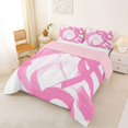 thumbnail image 2 of Homewish Aesthetic Lines Full Size Comforter Sets,Modern Abstract Art Bedding Comforter Set,Pink White,Pink Reversible,3-Piece,1 Comforter and 2 Pillowcases, 2 of 7