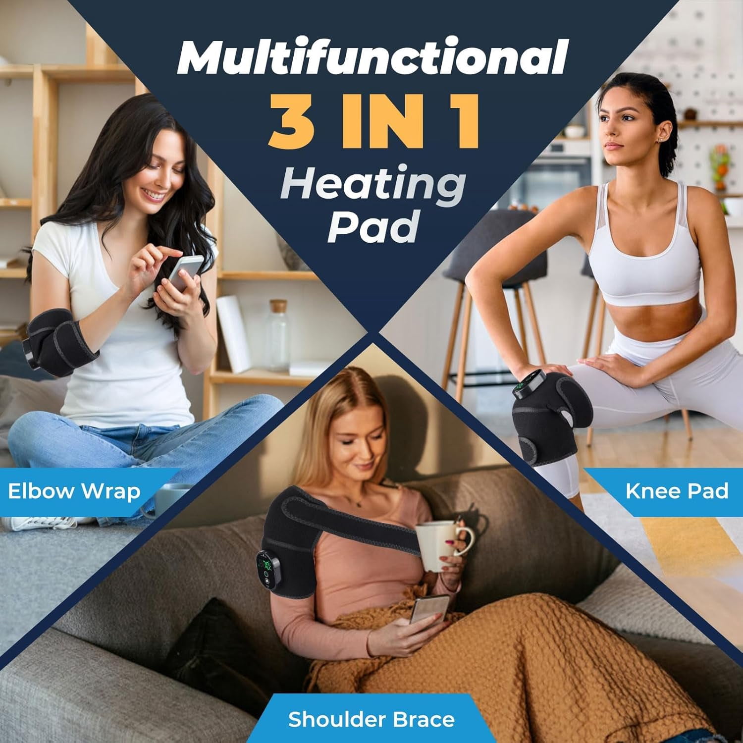 SUWU Heated Knee Brace to Keep Knee Warmers, Heated Knee Massagers for Pain Relief, Portable Knee Heating Pad Brace for Shoulder or Elbow