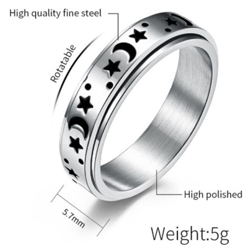 Fidget Rings for Anxiety for Women Men Cool Wedding Pormise Anxiety Ring Set for Gift Size 6-12 12 Pcs Silver Stainless Steel Band Spinner Rings 