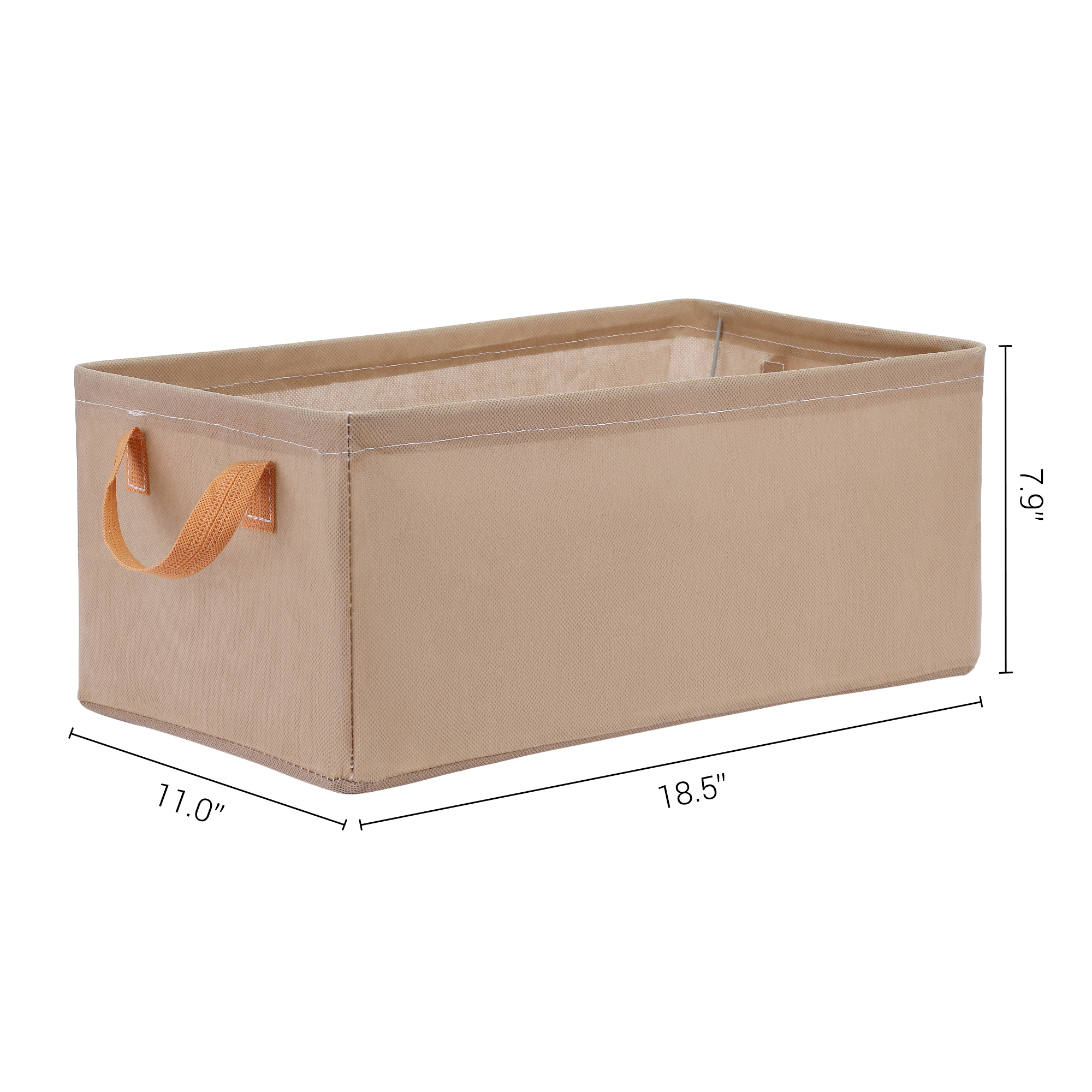 Unique Bargains Storage Bin with Handles for Shelves 1 Pack Basket Khaki