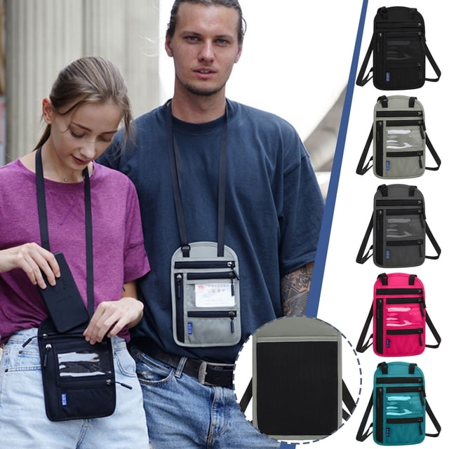 Xihbxyly Bolsa de Pasaporte Multifuncional con Bloqueo Rfid, Ligera, Bandolera, Accesorios de Viaje Seguros, Ideal para Hombres y Mujeres, Tamaño 23,5 X 15 Cm.