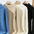 thumbnail image 5 of comerut Men Winter Fall Sweater Thick Knit Loose Round Neck Warm Soft Solid Color Twisted Applique Elastic Anti-pilling Cold Resistant Sweater, 5 of 7