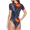 thumbnail image 4 of Easygdp Tropical Flower Women's One-Piece Swimsuit Slim Fit Crew Neck Bodysuit Athletic Swimwear with Concealed Buckle - Small, 4 of 9