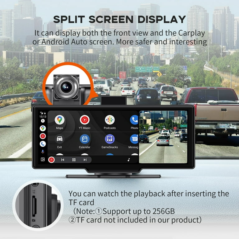 10.26inch 1080P Touch Screen 2K Dash Cam Car Wireless CarPlay Android Auto  USA