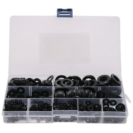 

600Pcs Black Nylon Rubber Flat Washer Assortment Kit for M2 M2.5 M6 M8 M10 M12 Plain Repair Washer Furniture Gasket Kit