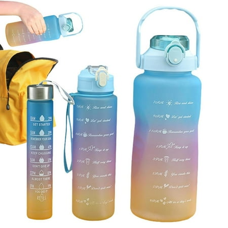 

Lucybak Water Bottle With Straw Large acity Water Drinking Bottle Reminder Water Bottle Set Of 3 with Time Marker OutdoorWater Bottle With Bounce Straw lovely