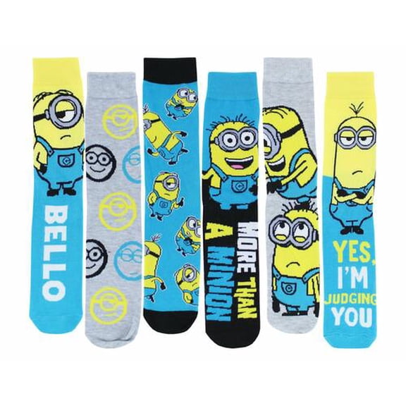 Minions Men's 6-Pack Crew Socks