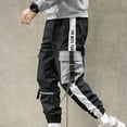 thumbnail image 4 of Men Cargo Pants Large Pockets Strap Hiphop Sweatpants Spring Autumn Male Clothes Yellow XL, 4 of 8