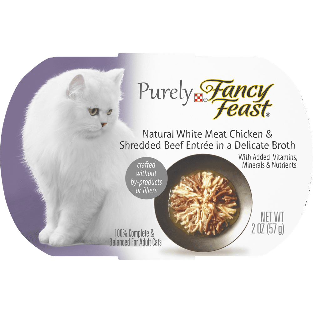 (10 Pack) Fancy Feast Natural Broth Wet Cat Food, Purely Natural White