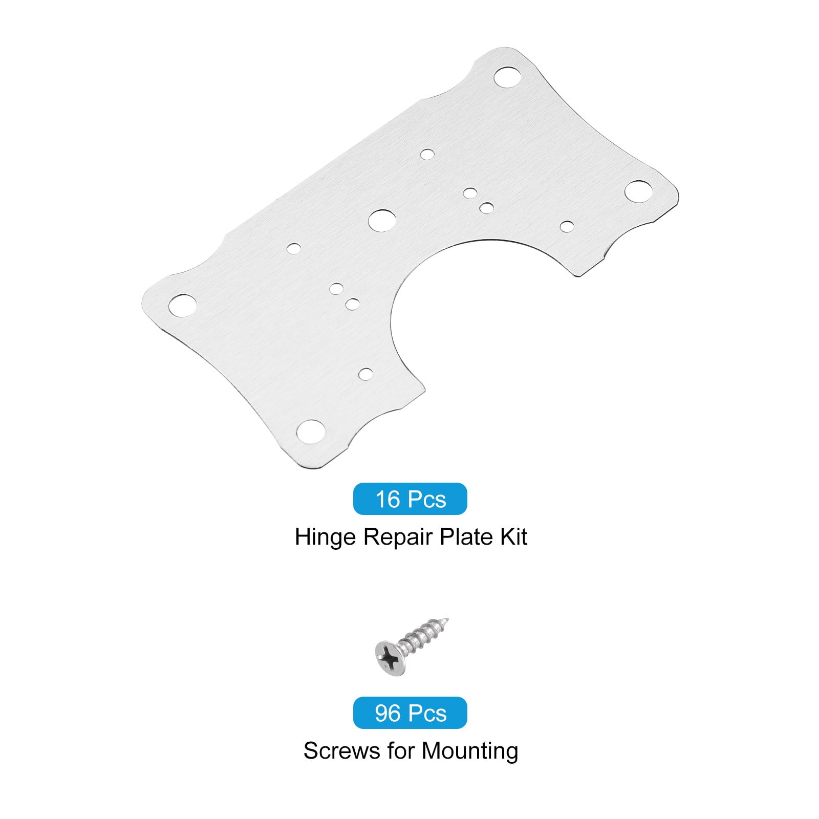 Unique Bargains Cabinet Hinge Repair Kit Screws Steel Brackets Cupboard 16 Set