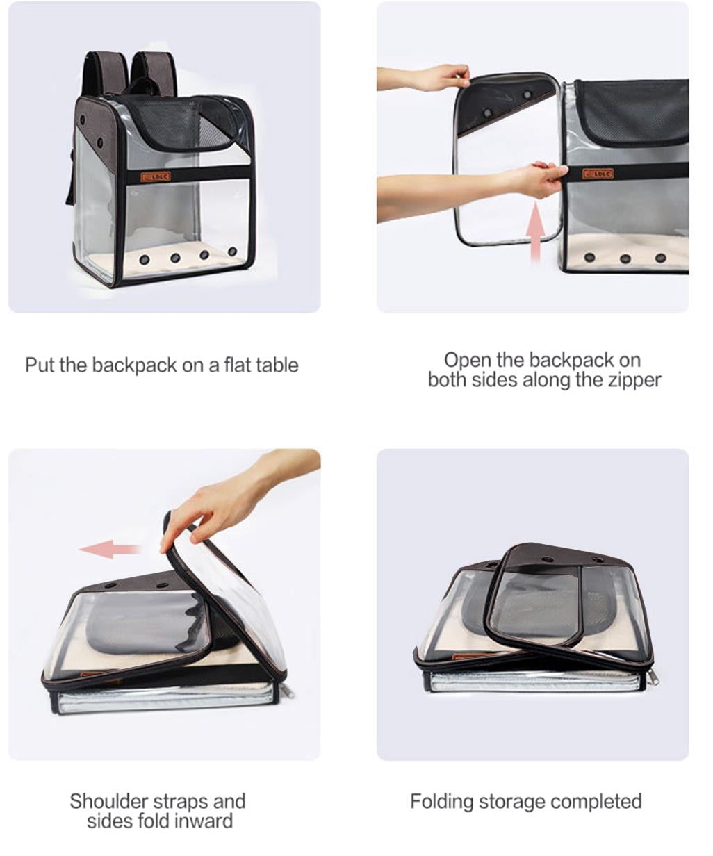 Pet Carrier Backpack for Dogs Cats a Panoramic View Breathable Round Hole Lock Zipper for Shopping Traveling(Gray)