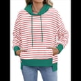 thumbnail image 3 of Sudadera de Rayas de Gran Tamaño para Mujer, Sudadera con Capucha de Bloques de Color, Jersey de Larga, Ropa Y2K Rosa y L, 3 of 10