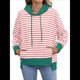 thumbnail image 3 of Sudadera de Rayas de Gran Tamaño para Mujer, Sudadera con Capucha de Bloques de Color, Jersey de Larga, Ropa Y2K Rosa y XL, 3 of 10