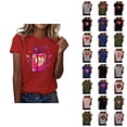 thumbnail image 1 of T-shirt Femme Saint-Valentin 2026 Manches Courtes Col Rond Graphique Cœur d'Amour, 1 of 4