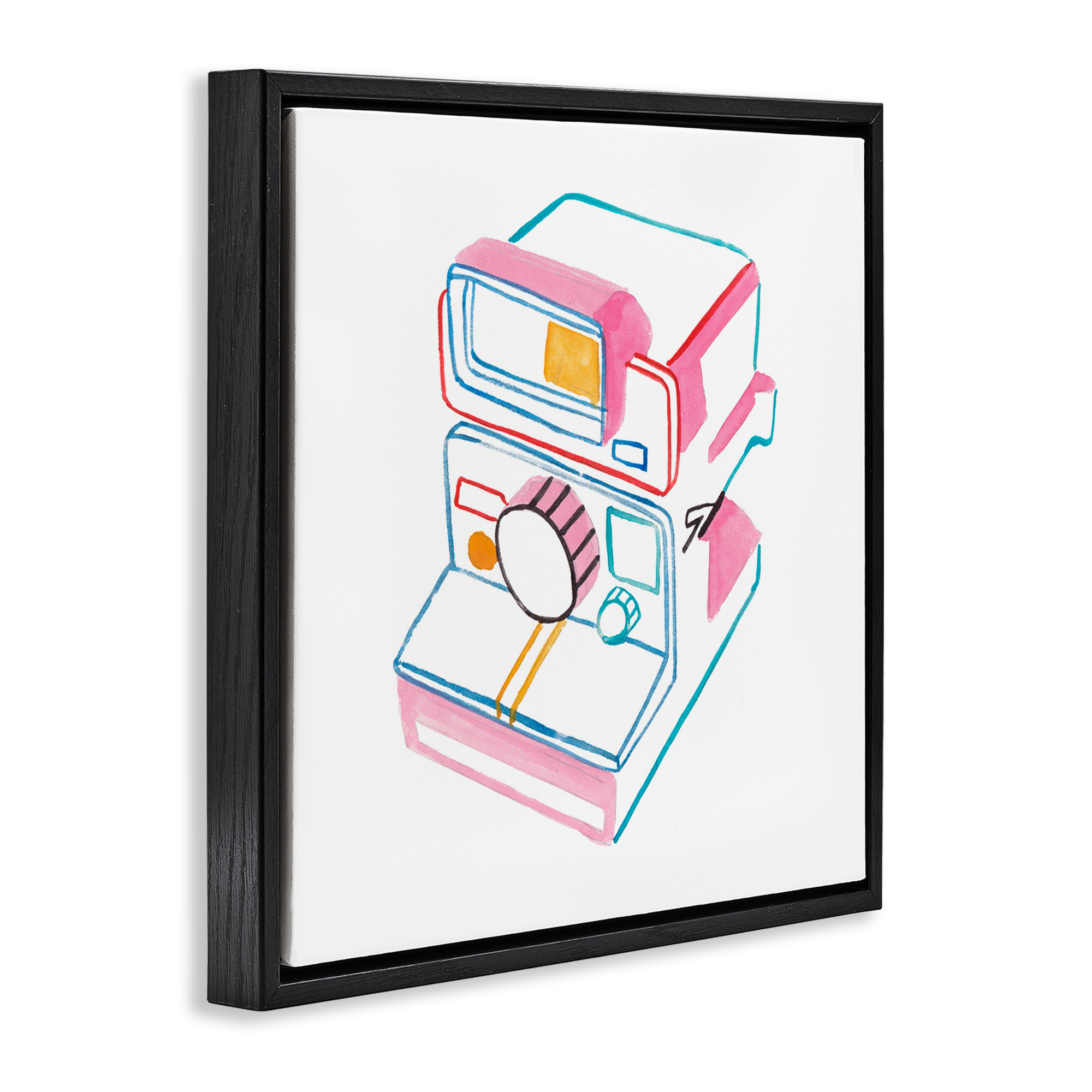 Stupell Industries Pastel Film Camera Novelty Painting Black Floater Framed Art Print Wall Art, 25 x 25