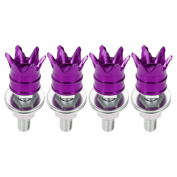 Unique Bargains Universal Motorcycle M6 License Plate Screws Cover 40mm Anti Theft License Plate Screw Frame Bolt Kit Aluminum Alloy Purple 4 Pcs