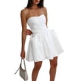 thumbnail image 1 of SUNSIOM Femmes Été Mini Robe Bustier Ruché devant Tube Couleur Unie Top Robe Courte Robe de Poche, 1 of 6