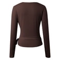 thumbnail image 3 of Lullu Girl's Tie Wrap Top Solid Lightweight Long Sleeve V Neck Shirt for Dance, 3 of 5