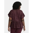 thumbnail image 4 of Terra & Sky Women's Plus Lace Peplum Top, Sizes 0X-5X, 4 of 5