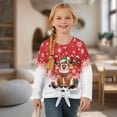 thumbnail image 4 of DISNIMO Christmas Deer Snowflake Printed Girls Long Sleeve Shirts Kids Lace Up Shirts Casual Crew Neck Pullover Top Fashion Loose Blouse Shirts, 4 of 8