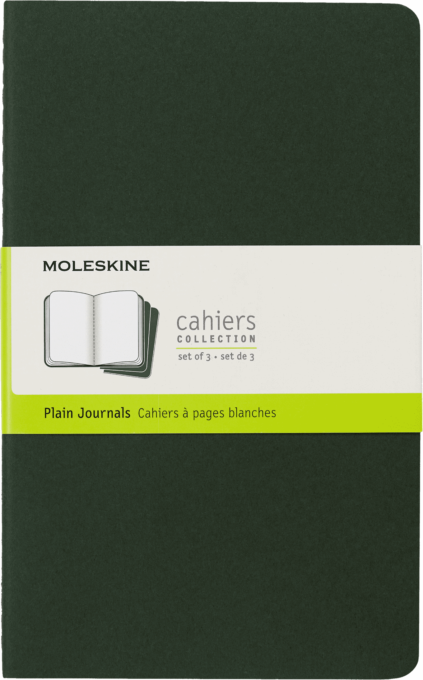(6 pack) Moleskine Cahier Journals (Set of 3), Large (5" x 8.25"), Plain, Myrtle Green