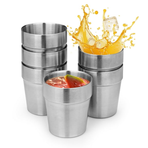 Sekonow 6 Pack Stainless Steel Cups Double Wall, 8.8oz/260ml Tumbler, Unbreakable & Stackable, Metal Insulated Drinking Glasses Reusable Mug for Water Coffee Camping Party