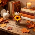 thumbnail image 5 of QISIWOLE Artificial Fall Halloween Pumpkin Maple Leaf Sunflower Potted Plants,6in Autumn Harvest Decorations for Thanksgiving, Home Gifts, 5 of 6