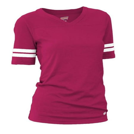 Soffe 239V601XSM Juniors Football Tissue Cotton Tee T-Shirts, Cardinal - Extra Small