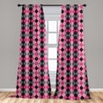 thumbnail image 5 of Ambesonne Pink Grey Curtains, Diamonds and Lozenges, Pair of 28"x95", Pale Pink Black Grey, 5 of 5