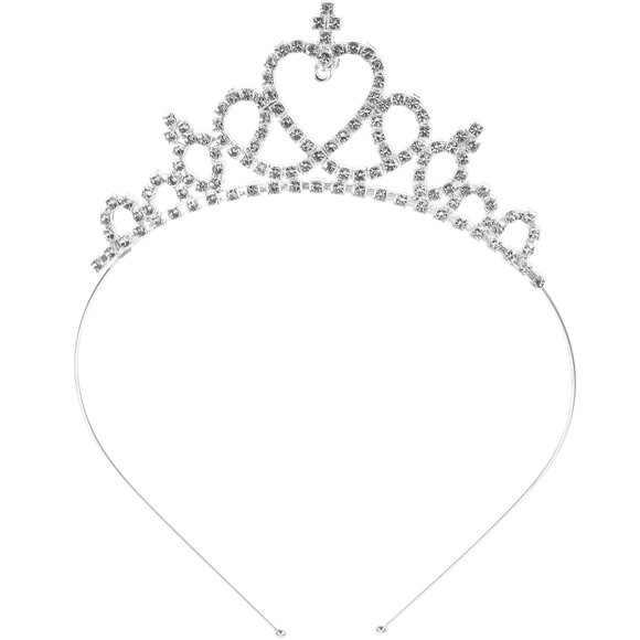 WHAMVOX Silver Heart Shaped Crown Headband Tiara For Toddler Girl Tiaras And Crowns 1Pcs