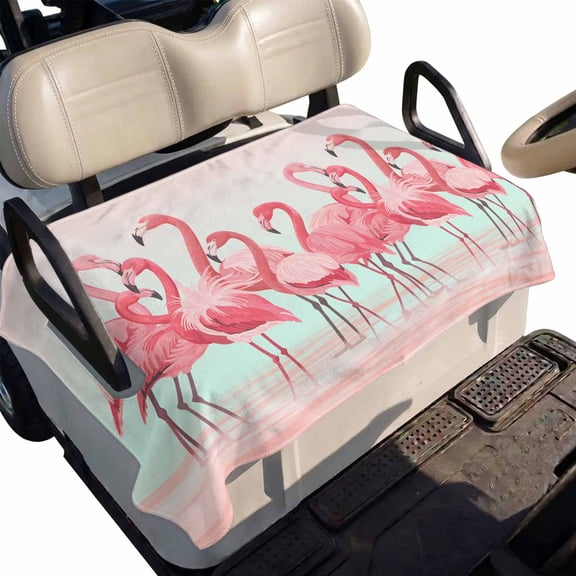 Golf Cart Seat Cover Pink Flamingo Club Car Golf Cart Seat Covers Soft Absorbent Golfcart Towel Blanket Tropical Animal Ombre Teal Golf Seat Covers for Cart Decor Fits 2 & 4 Passenger 51"x31"