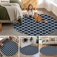 thumbnail image 6 of Round Area Rug 3ft, Morocco Ethnic Pattern Non-Shedding Washable Area Rug, Modern Geometric on Black Background Non Slip Low-Profile Circle Rugs for Living Room, Bedroom Dining Room, 6 of 9