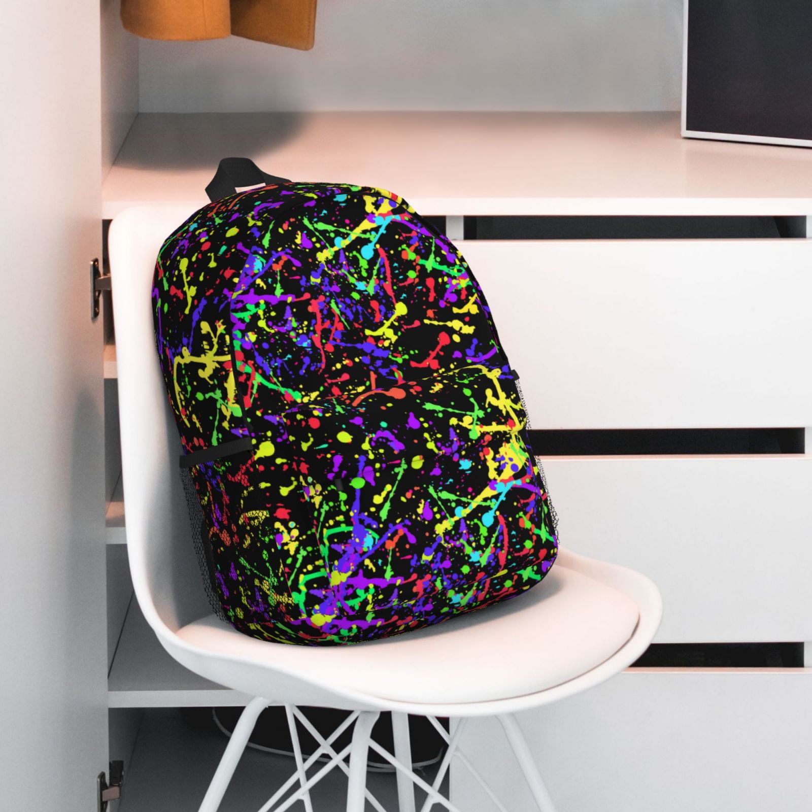Bright Neon Stars Backpack Neon Stars Backpack, Full-sized Backpack W/water Bottle  main image 2