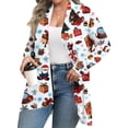thumbnail image 2 of Women's Fall and Winter Fashion Casual Print Long Sleeve Mid-Length Cardigan Jacket, Christmas Theme for Holiday Season,Sky Blue,5XL, 2 of 6