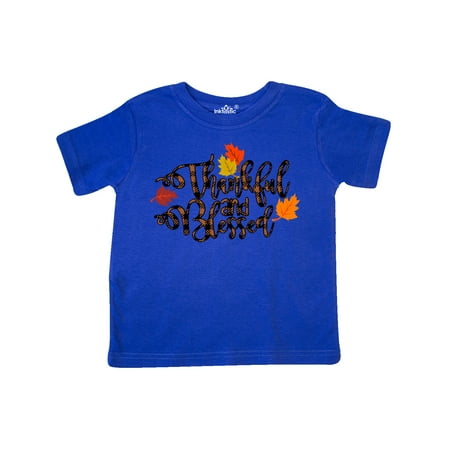 

Inktastic Plaid Thankful and Blessed with Autumn Leaves Gift Toddler Boy or Toddler Girl T-Shirt